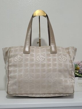 🇮🇹VINTAGE Chanel Travel Ligne Beige Large Tote